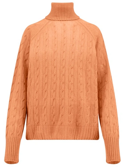 Shop Etro Back Pegaso Logo Orange Cashmere Sweater
