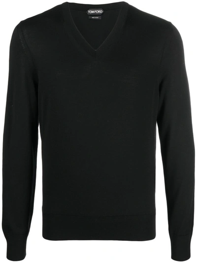 Shop Tom Ford Black V-neck Wool Sweater