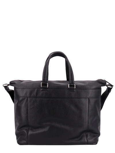 Shop Orciani Leather Shoulder Bag With Metal Logo In Black
