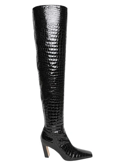 Shop Khaite Marfa Classic Over The Knee Heel Boot In Black