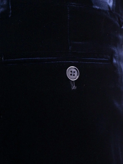 Shop Giorgio Armani Blue Velvet Trouser