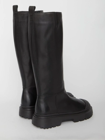 Shop Hogan Black Leather H619 Boots