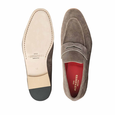 Alexander 1910 Cannes Moccasin - Grey Suede In Grey