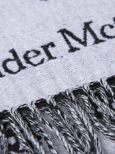 Shop Alexander Mcqueen Bicolour And Reversible Wool Scarf In Grey