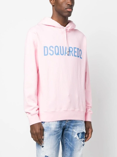 Shop Dsquared2 Pink Logo Print Hoodie