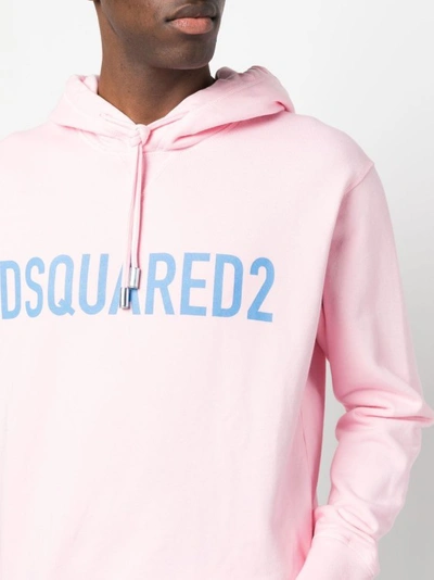Shop Dsquared2 Pink Logo Print Hoodie