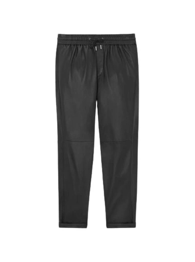 Shop Saint Laurent Lambskin Sweatpants In Black