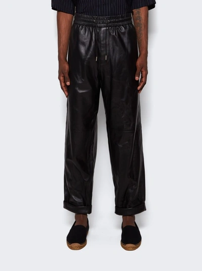 Shop Saint Laurent Lambskin Sweatpants In Black