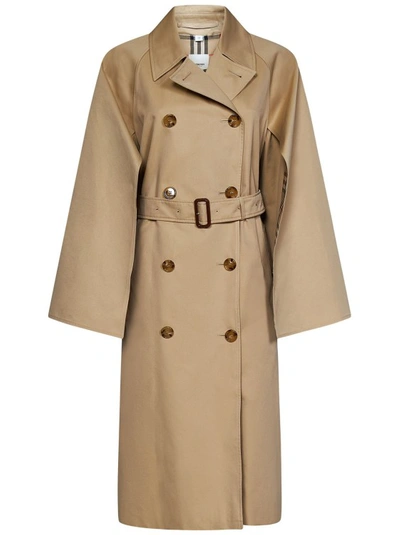 Shop Burberry Honey-colored Trench Coat In Brown