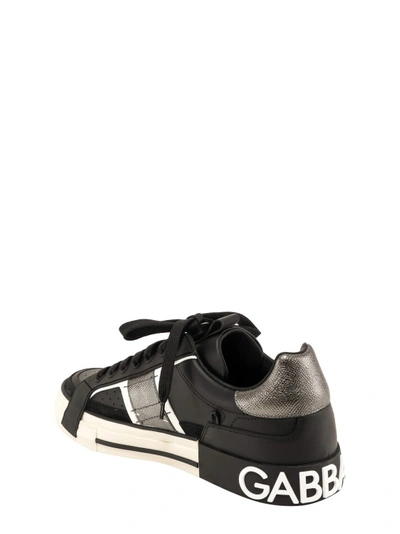 Shop Dolce & Gabbana Custom 2.zero Leather Sneakers With Logo Detail In Black