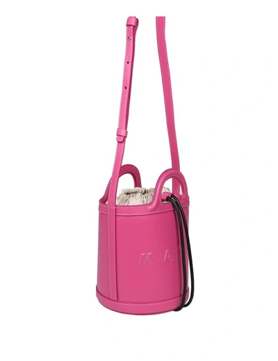 Shop Marni Fuchsia Leather Tropicalia Bucket Bag In Pink