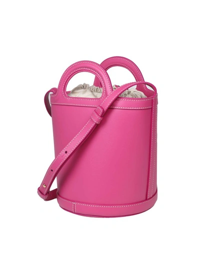 Shop Marni Fuchsia Leather Tropicalia Bucket Bag In Pink