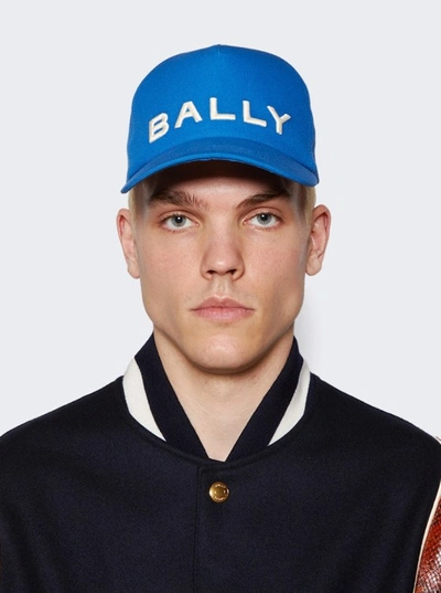 Shop Bally Embroidered Baseball Hat In Blue