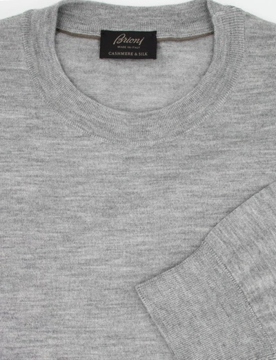 Shop Brioni Cashmere And Silk Pullover In Grey