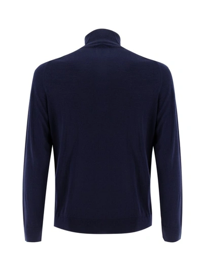 Shop Kiton Navy Blue Wool Sweater