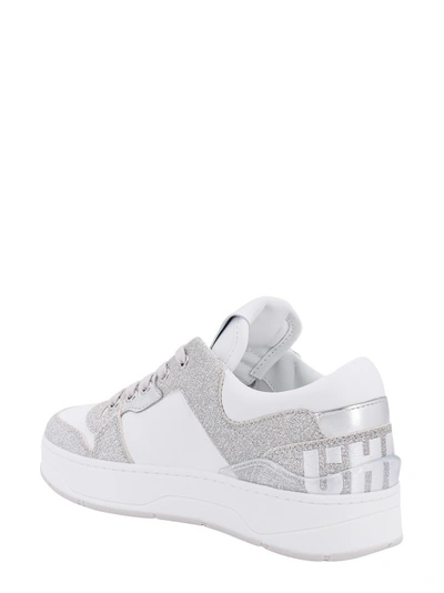 Shop Jimmy Choo Leather Sneakers With Glittered Profiles In White