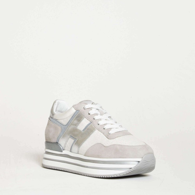 Shop Hogan Midi Sneakers In Gray Suede And Fabric In Grey