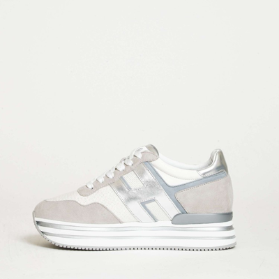 Shop Hogan Midi Sneakers In Gray Suede And Fabric In Grey