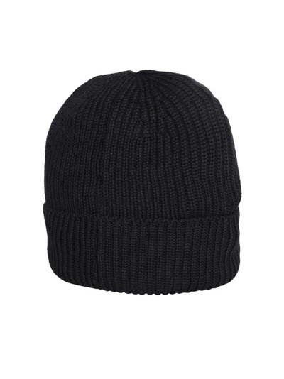 Shop Msgm Black Signature Beanie Hat With Embroidered Logo