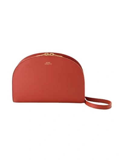Shop Apc Demi-lune Crossbody - Leather - Smoked Red