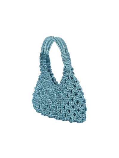 Shop Hibourama Aquamarine Hand Woven Bag In Blue