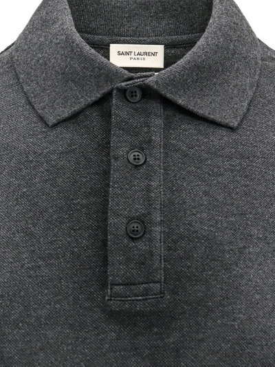 Shop Saint Laurent Cotton Blend Polo Shirt In Black