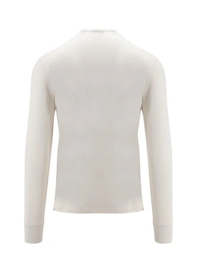 Shop Tom Ford Embroidered Monogram Cotton Blend T-shirt In White