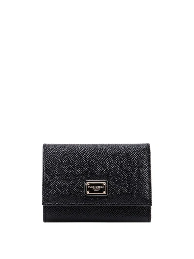 Shop Dolce & Gabbana Leather Wallet With Iconic Logo Detail In Black