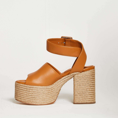 Shop Paloma Barceló Rope Leather Wedge Sandals In Brown