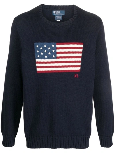Shop Polo Ralph Lauren Blue Cotton Sweater