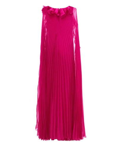 Shop Gemy Maalouf Fully Pleated Fuchsia Dress - Long Dresses In Pink