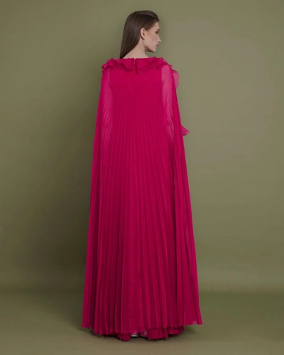 Shop Gemy Maalouf Fully Pleated Fuchsia Dress - Long Dresses In Pink
