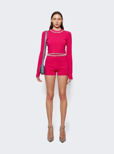 Shop Rabanne Embellished Knit Cropped Top In Red