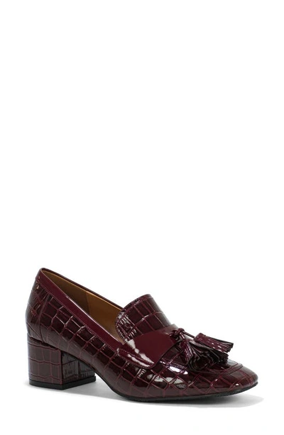 Shop Donald Pliner Kressida Croc Embossed Tassel Loafer In Cherry