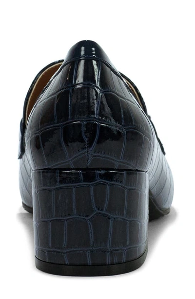 Shop Donald Pliner Kressida Croc Embossed Tassel Loafer In Navy