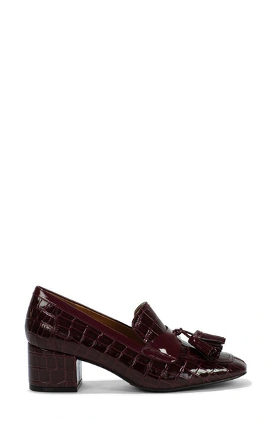 Shop Donald Pliner Kressida Croc Embossed Tassel Loafer In Cherry