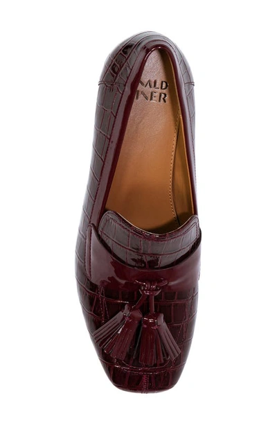 Shop Donald Pliner Kressida Croc Embossed Tassel Loafer In Cherry