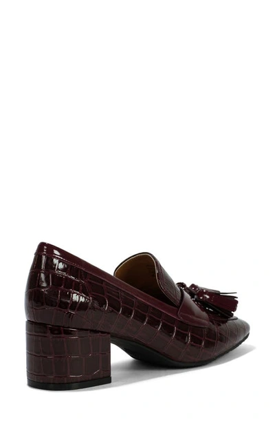 Shop Donald Pliner Kressida Croc Embossed Tassel Loafer In Cherry