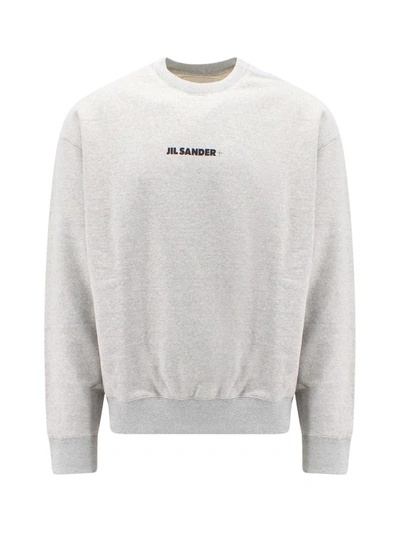 Shop Jil Sander Cotton Sweatshirt With Frontal Logo In White