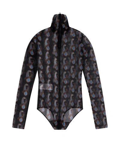 Shop Etro Nylon Bodysuit With Paisley Motif In Black