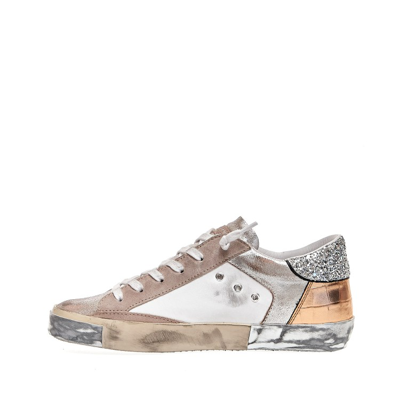 Philippe Model Paris White Glitter Powder Sneakers In Multicolor