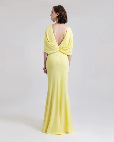 Shop Gemy Maalouf Cape-like Lemon Dress - Long Dresses In Yellow