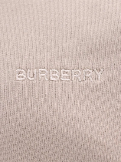 Shop Burberry Embroidered Logo Cotton Sweatshirt In Neutrals