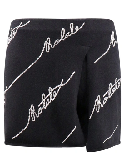 Shop Rotate Birger Christensen Cotton Blend Shorts With Contrasting Logo In Black
