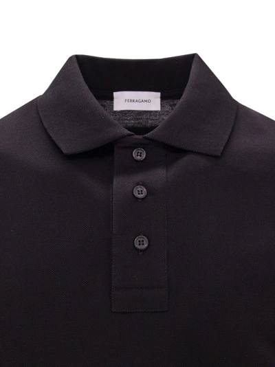 Shop Ferragamo Organic Cotton Polo Shirt In Black
