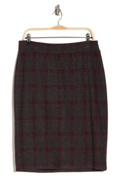 Shop Renee C Plaid Pencil Skirt In Charcoal