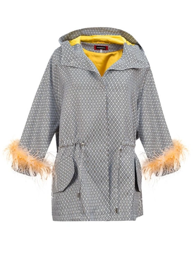 Shop Andreeva Grey Parka With Detachable Feathers Cuffs