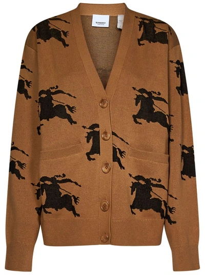 Shop Burberry Brown Button-up Cardigan
