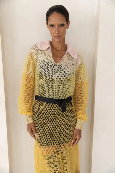 Shop Andreeva Yellow Rose Handmade Knit Dress
