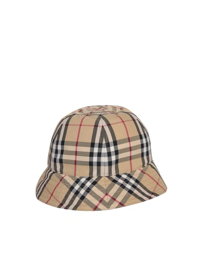 Shop Burberry Bucket Hat With Iconic House-check Print In Brown